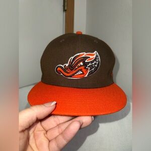 Minor League Akron Rubber ducks NEW ERA 59FIFTY Fitted Baseball Cap Red & Brown